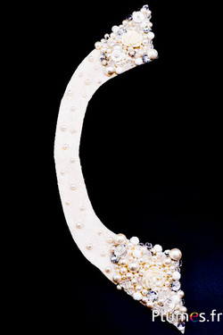 Col perles - long.  60 x 10 cm - crème 